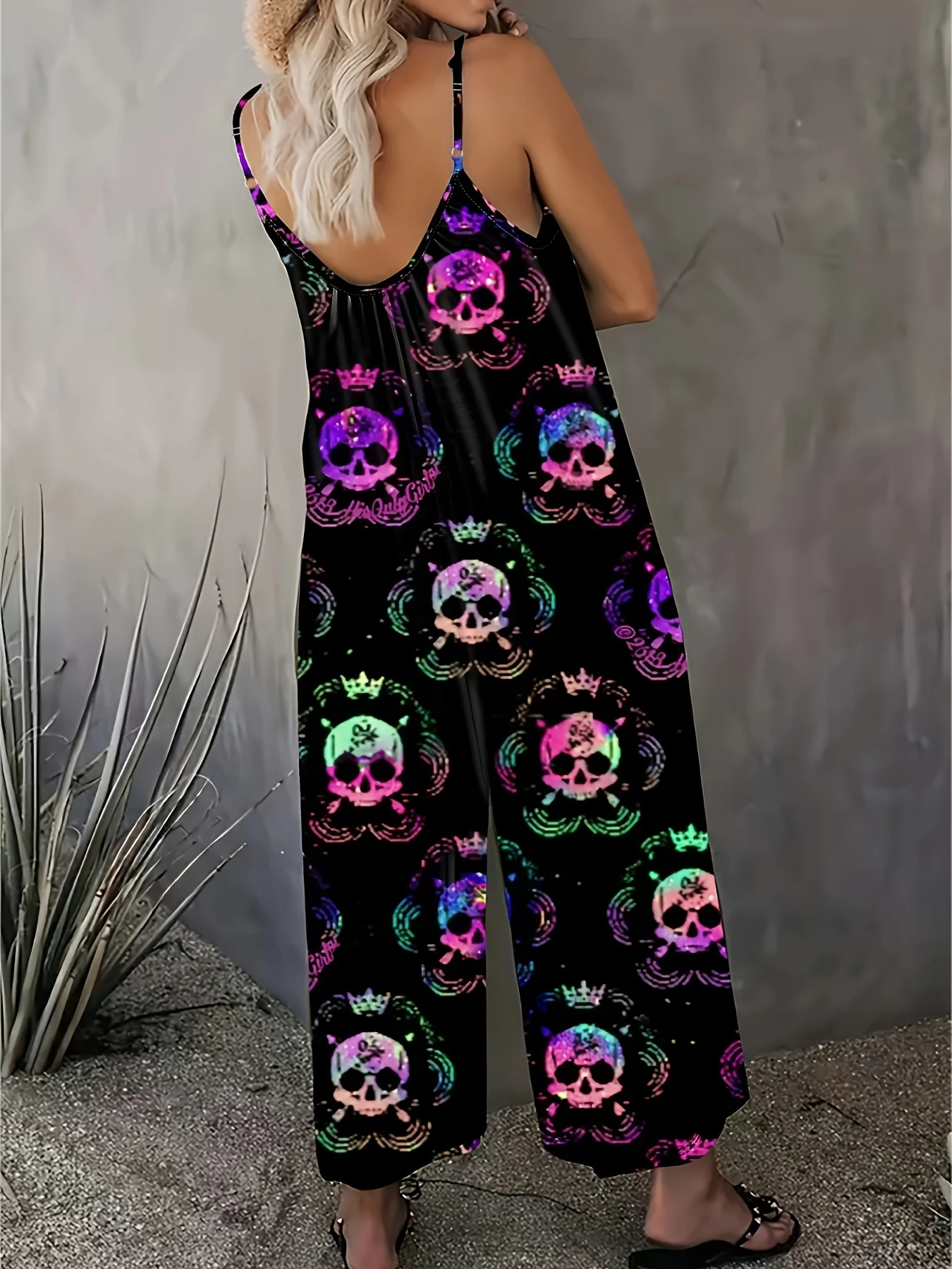 بذلة نسائية مقاس كبير كاجوال بحزام مطبوع عليه جمجمة متدرجة مناسبة للنزهات اليومية غير الرسمية