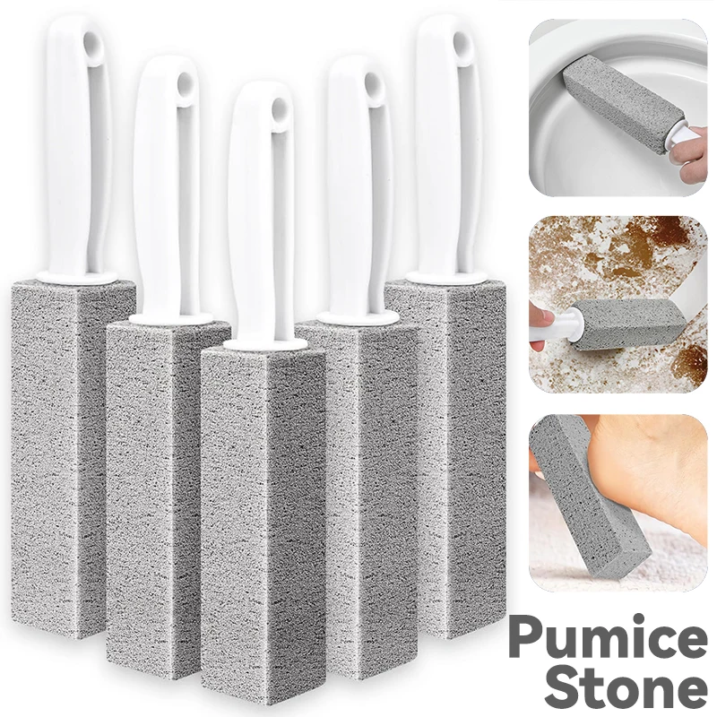 Toilet Cleaning Brush Pumice Stone with Handle Bathroom Seat Limescale Rust Stain Dirt Removal Wand Kichten Sink Tile Stick Tool