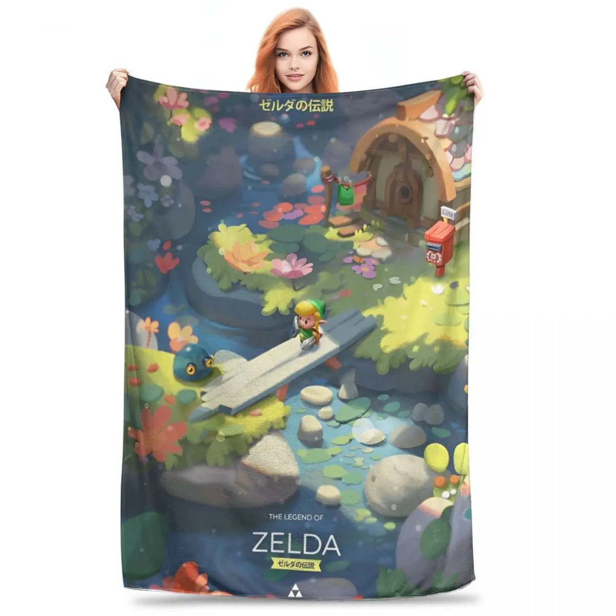 Z-Zelda-a-Link Cartoon Game Blankets Flannel Summer Multi-function Soft Throw Blanket for Sofa Office Bedspreads