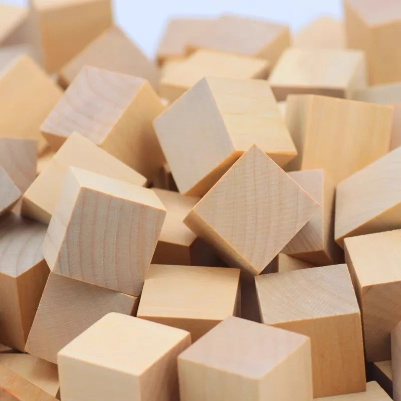 

100pcs 3.5cm 4cm 5cm Wholesale Natural Square Wooden Cubes Blank Pine Wood Cube Blocks for Puzzle Making Painting DIY Sewing