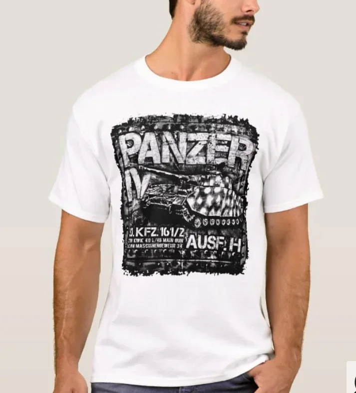 WWII German Army Wehrmacht Panzer IV Medium Tank T-Shirt 100% Cotton O-Neck Summer Short Sleeve Casual Mens T-shirt Size S-3XL