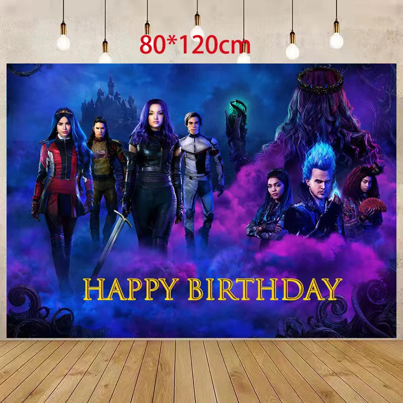 Disney Descendants 2 Theme Birthday Party Decoration Balloon Backdrop Cake Topper Party Supplies Baby Shower