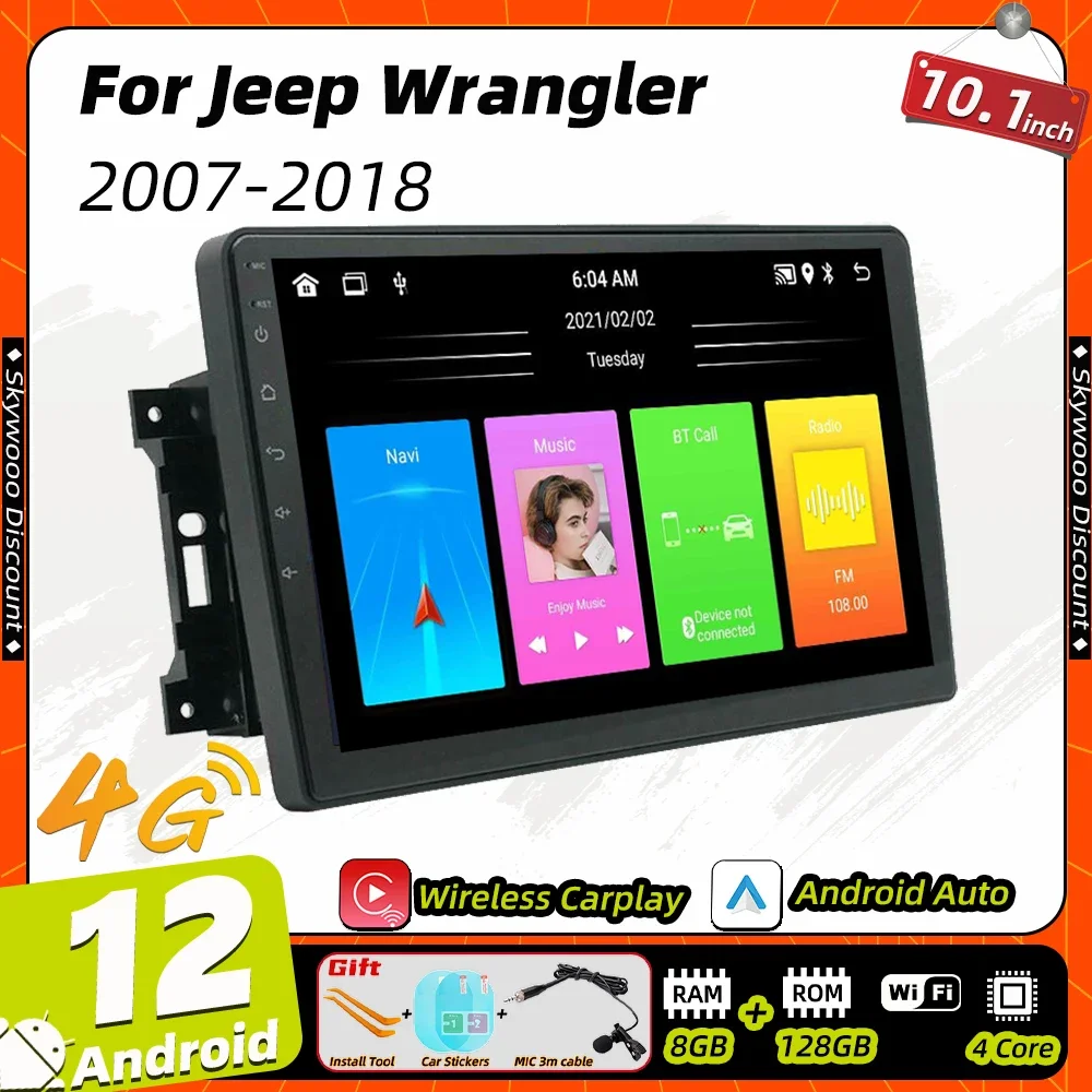 

2 Din Android Car Radio for Jeep Wrangler 2007-2018 Stereo Carplay Car Multimedia Player GPS Navigation Autoradio Head Unit Auto