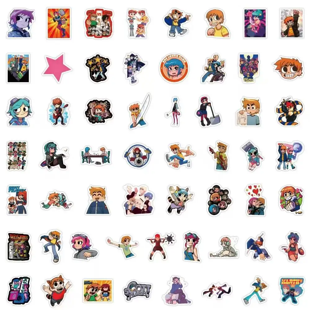 55pcs Cute Scott Pilgrim stickers Aesthetic Decals Decorative Scrapbook Notebook Phone Luggage Sticker DIY Toys view 5