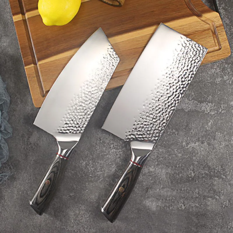 

Traditional Hammer Stainless Steel Chef Knife Set Slicing Knife Chinese Kitchen Cleaver Cutter Meat Vegetable Fish Knife