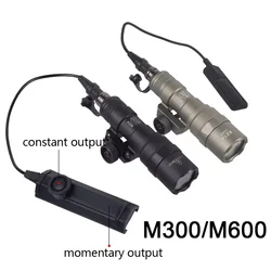 Surefire 로고 전술 무기 라이트, 강력한 손전등, 20mm 레일 스카우트 라이플, 사냥 총 LED 램프에 적합, M600C, M600, M300