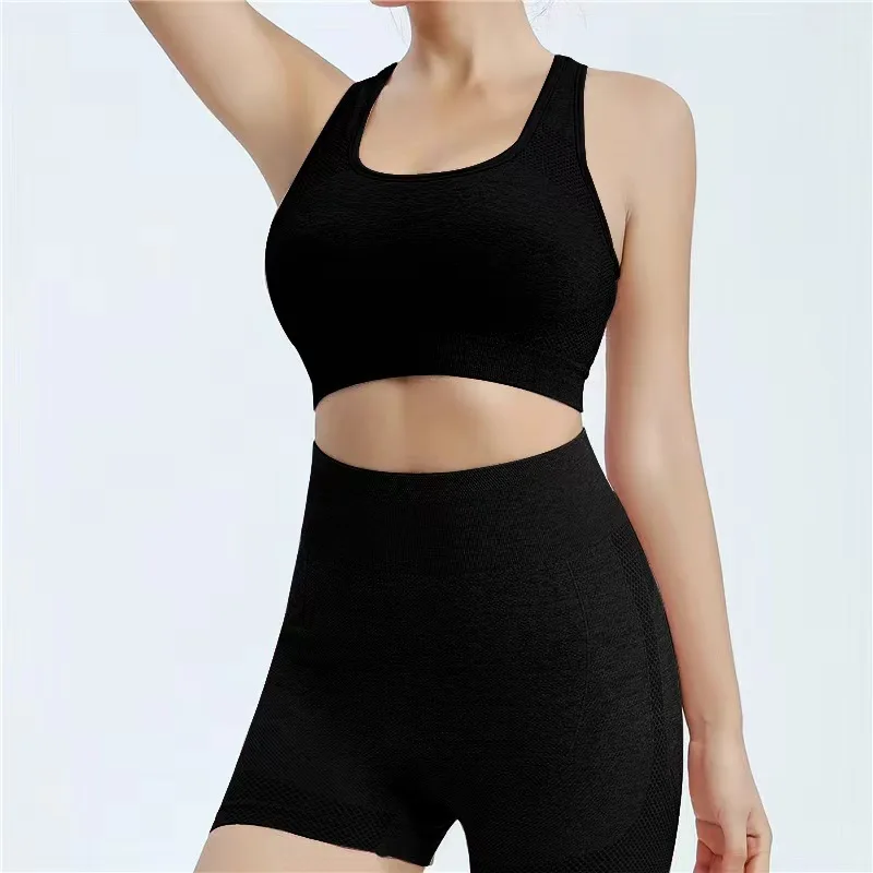 Seamless Women Yoga Set High Waist Shorts Push Up Sports Bra Quick Dry Stretch Running Gym Fitness Outfit