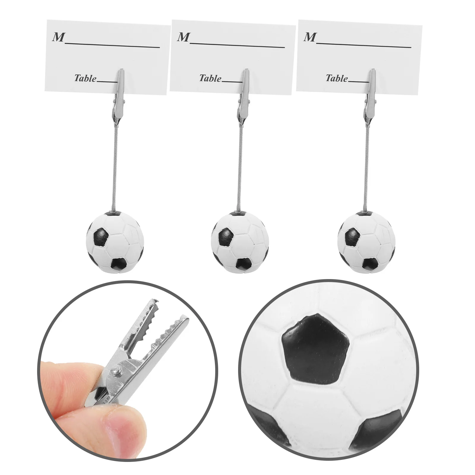 

3Pcs Sports Themed Football Base Memo Clips Business Card Holder Photo Clip Stand Table Number Holders Desk Picture Display