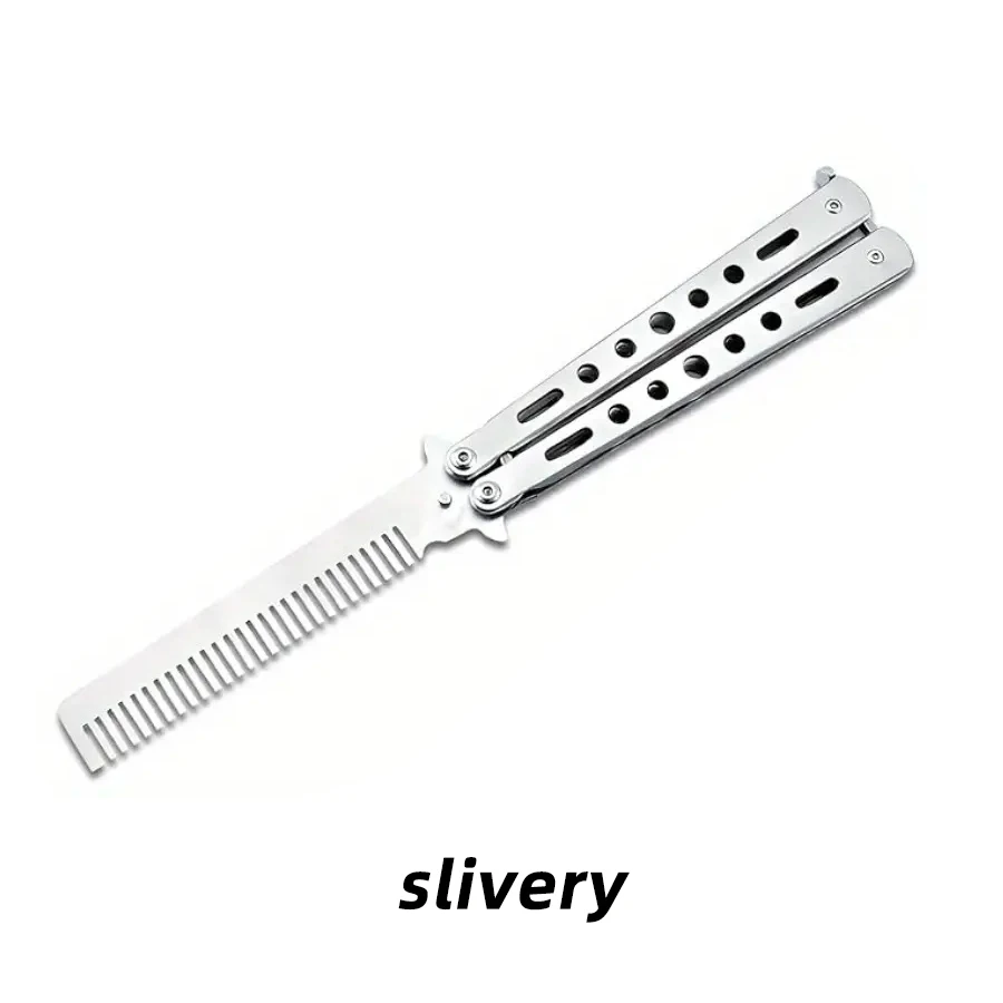 Foldable Comb Stainless Steel Butterfly Knife Comb