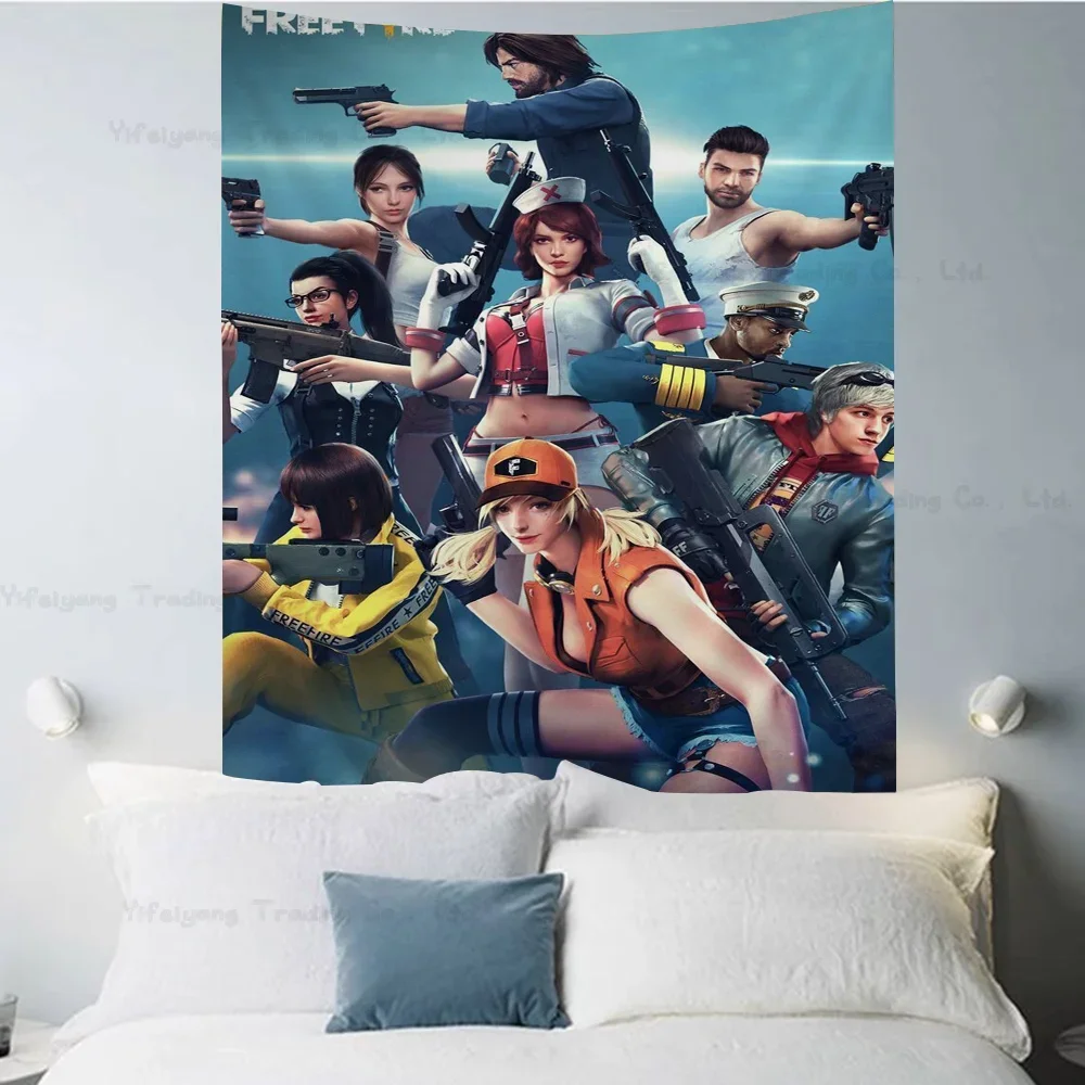 Garena Free Fire Game الرسم البياني نسيج الفن الخيال العلمي غرفة ديكور المنزل رخيصة الهبي الجدار الشنق #5