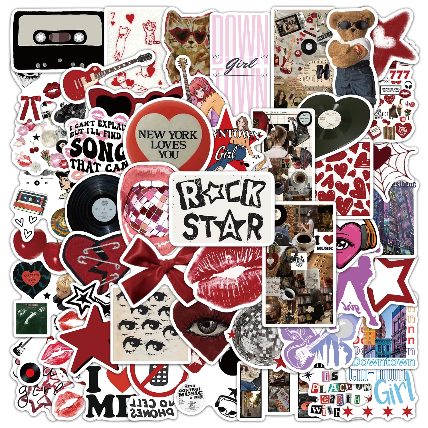 50PCS Downtown Y2K Girls Stickers DIY Phone Case Laptop Water Cup Computer Toy Stickers