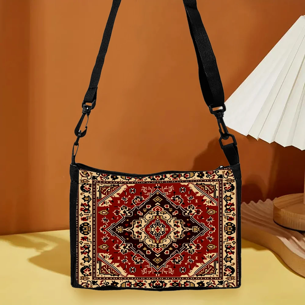 Vintage Style Crossbody Bag Red Oriental Carpet Pattern Shoulder Bags For Women Men Travel Work Daily Use Fashion Accessory With
