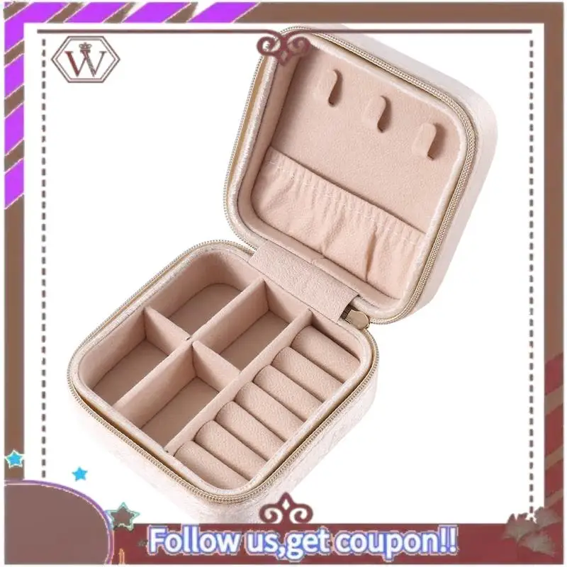 

(New)-Plush Velvet Travel Jewelry Box Organizer Jewelry Travel Organizer Small Jewelry Box For Women Earring Case