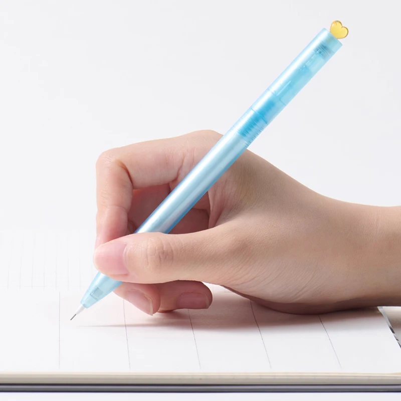 

Новые милые механические карандаши с первым сердцем 0,5 Kaco, прозрачные автомобильные карандаши для письма с прозрачной бочкой для девочек, подарки в школу