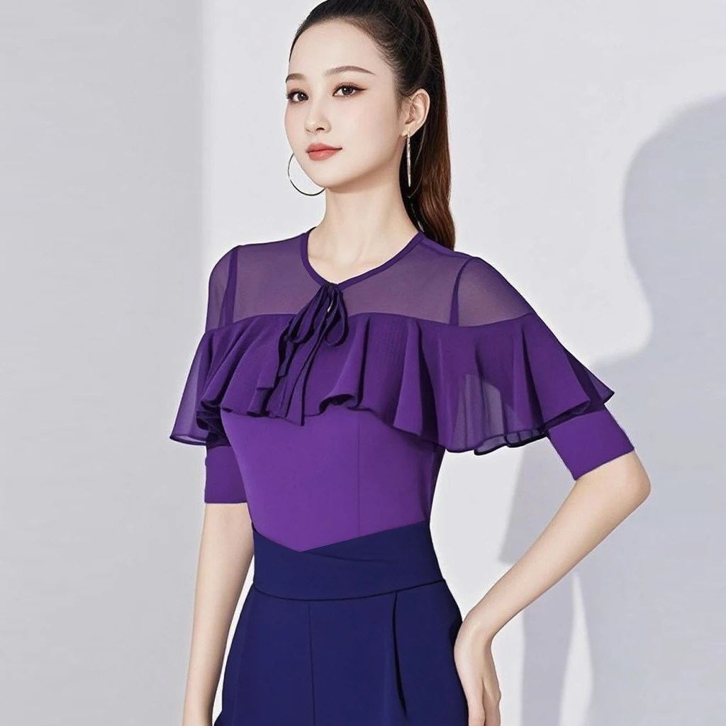 

Топ для современных танцев для женщин и взрослых, топ для латинских танцев, бальных танцев, новинка 2025, летняя танцевальная одежда