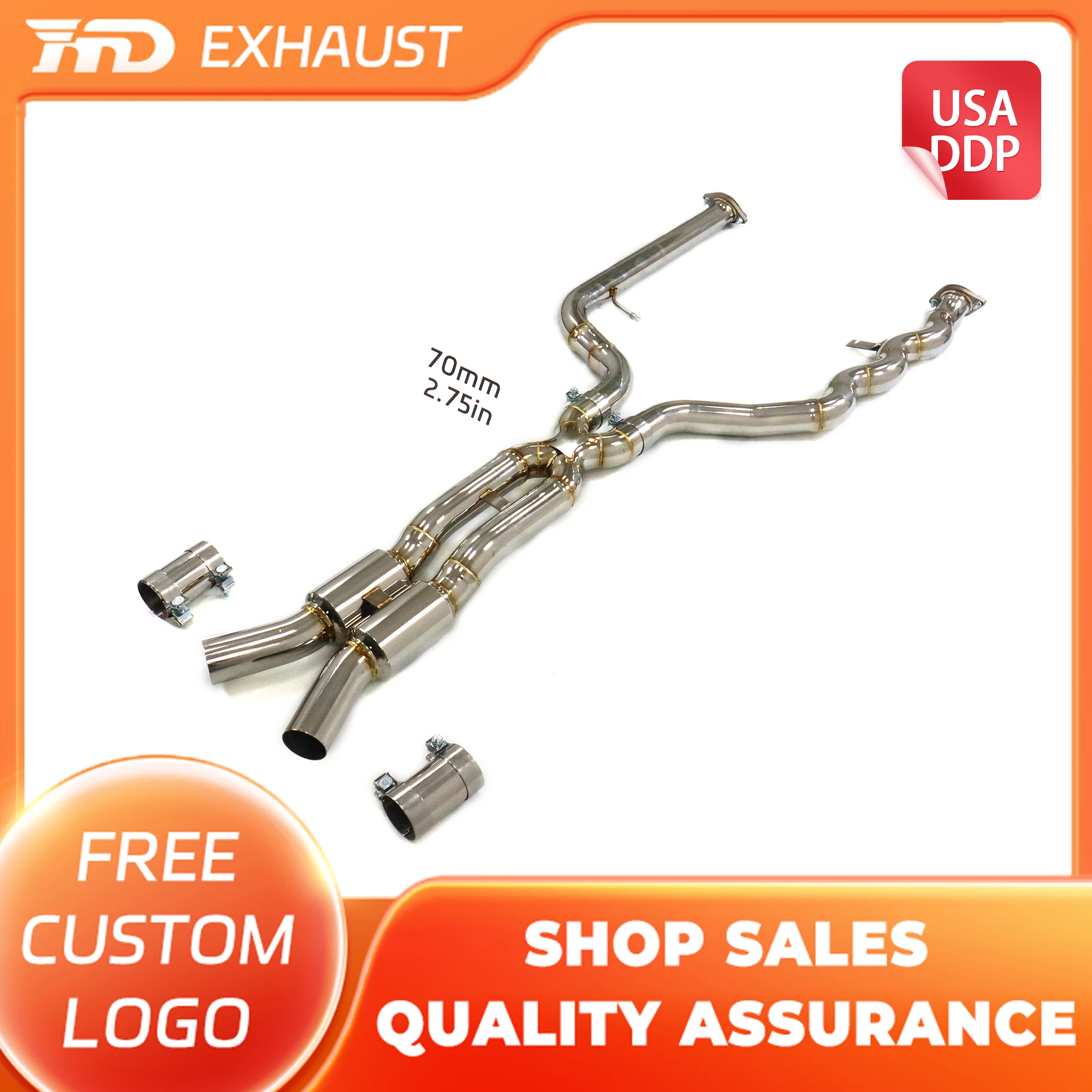 

HMD Hot sale SS304 Exhaust Middle Pipe for BMW M3/M4 G80/G8X 3.0T Racing Sport Car Exhaust Pipe for car