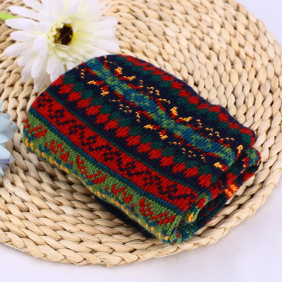 

2pcs 1 Pair Warm Knitted Bohemian Leg Warmers For Women Winter Boot Socks One Size Fit Most Pull Up Thigh High