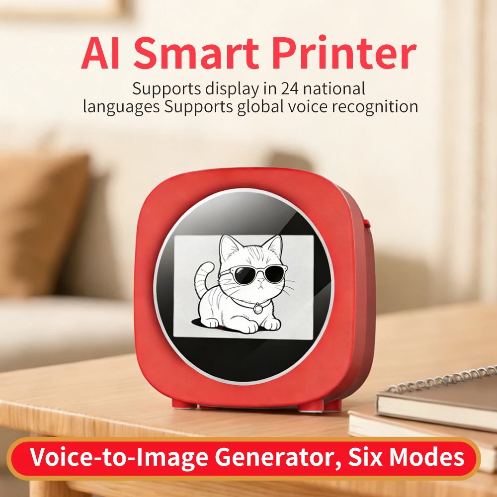 Smart AI Printer Supports Thermal/inkless Printing AI-generated Images Wi-Fi Connectivity and Voice Control