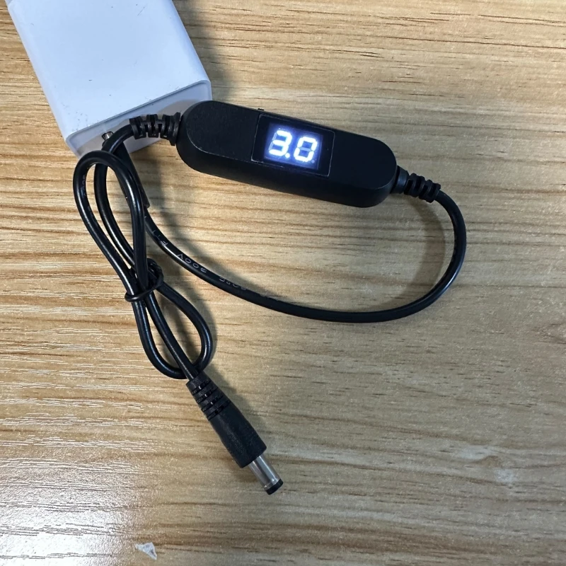 USB C 5V to 1.2V 3V 4.5V 6V 7.5V 9V 12V 2.5mm/3.5mm/4.0mm/5.5mm Adjustable Voltage Cable with LED Dislpay for Toy Games