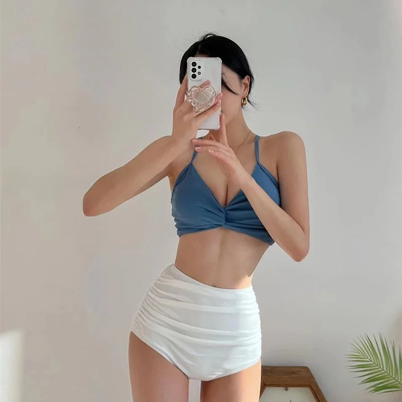 

Sexy High-Waist Retro Bikini Women's Swimwear for Hot Spring Vaion Holiday Swimming Costume Nylon Spandex Polyester Material