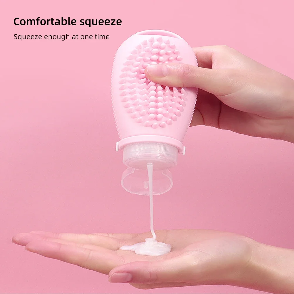 Bouteille universelle en silicone pour le nettoyage du visage, bouteille de shampoing portable, bouteille illable pour le voyage quotidien, récipient pour cosmétiques, brosse de gratitude, 100ml