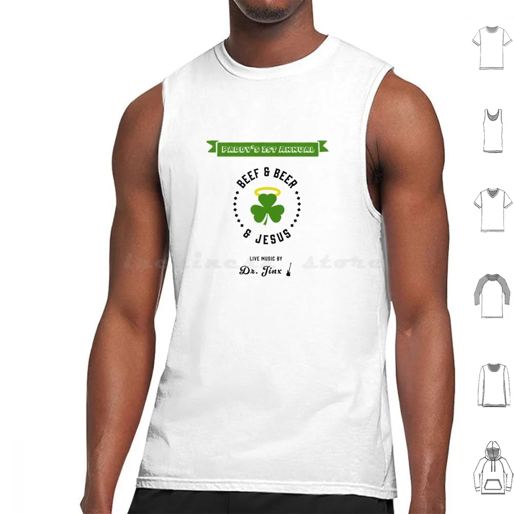 Camisetas sin mangas con gráfico de carne de res, cerveza y Jesús siempre soleado, chaleco sin mangas, siempre soleado, siempre soleado en filadelfia Iasip