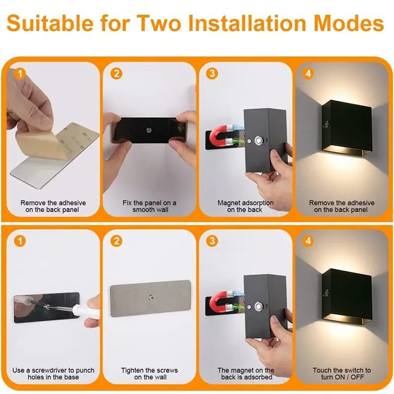 abkm-lampe-murale-tactile-rechargeable-par-usb-veilleuse-en-aluminium-lampe-murale-magnetique-d'interieur-a-intensite-variable-tactile-lumiere-blanche