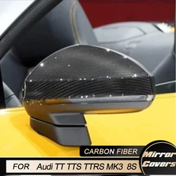 Tampa do espelho retrovisor de fibra de carbono, estilo de substituição, preto ABS, estilo de substituição, guarnição para Audi TT, TTS, TTRS, MK3, tipo 8S, 2 portas, 2016-2020