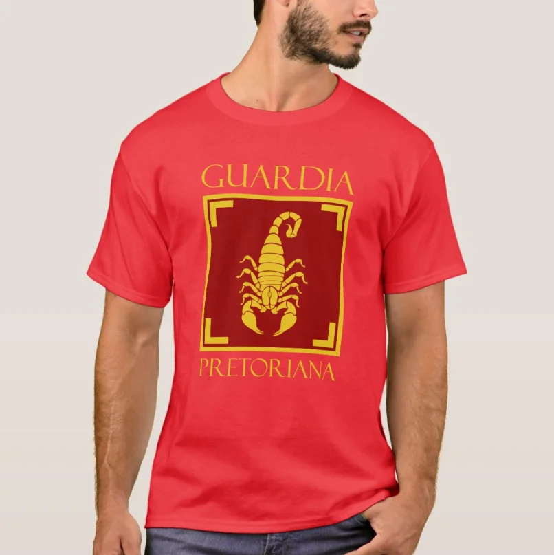 Roman Legion SPQR Praetorian Guard Scorpion Symbol T-Shirt 100% Cotton O-Neck Summer Short Sleeve Casual Mens T-shirt Size S-3XL