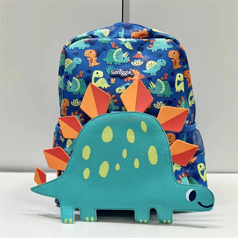 Genuine Australian Smiggle Blue Dinosaur Backpack, Medium Hat Backpack, Children\'S Backpack, Suitcase, Juice Cup, Straw Cup