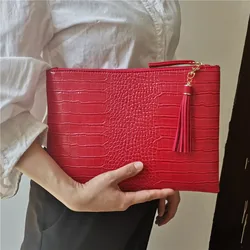 Fashion Tassels women clutch bag 2023 new crocodile pu leather lady envelope evening bag female Clutches purse and Handbag bolsa