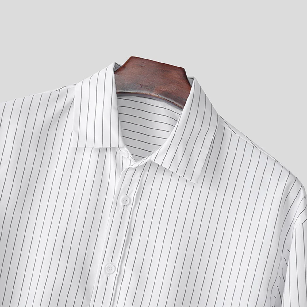 Casual Events For Men Striped Long Sleeve Holiday Gatherings Korean Fashion Long Sleeve Shirt Daily Casual Wear