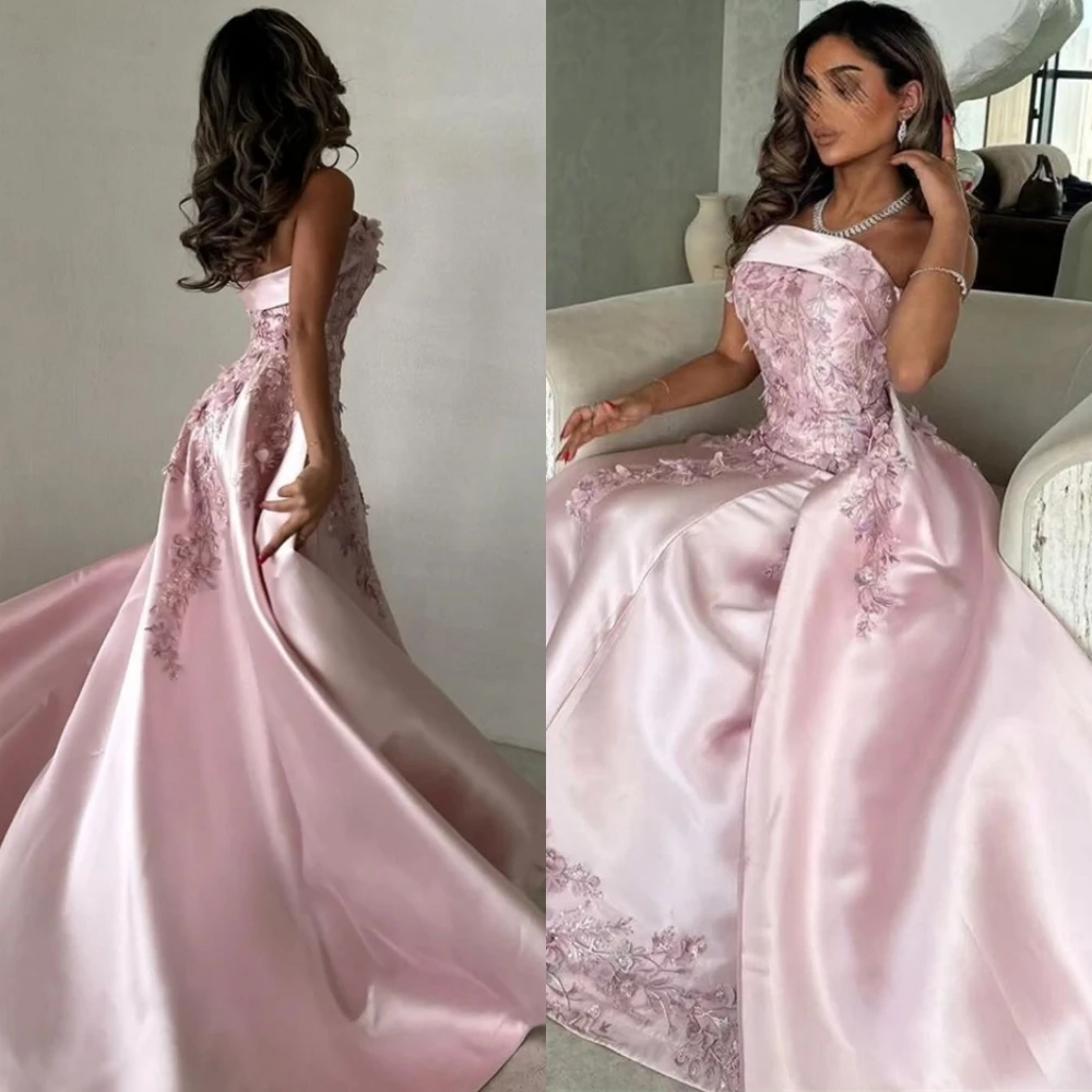 فساتين لحضور الحفلات الموسيقية الكلاسيكية بدون حمالات مخصصة من الدانتيل الرائع وزينة فستان سهرة على شكل حرف a مطرز بالترتر سويب تراين فساتين المشاهير