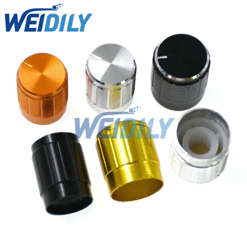 5PCS 13*17mm 15*17mm Aluminum Alloy Potentiometer Knob Rotary Switch Volume Control Knob Golden Silvery Black Hat 3 Colors New