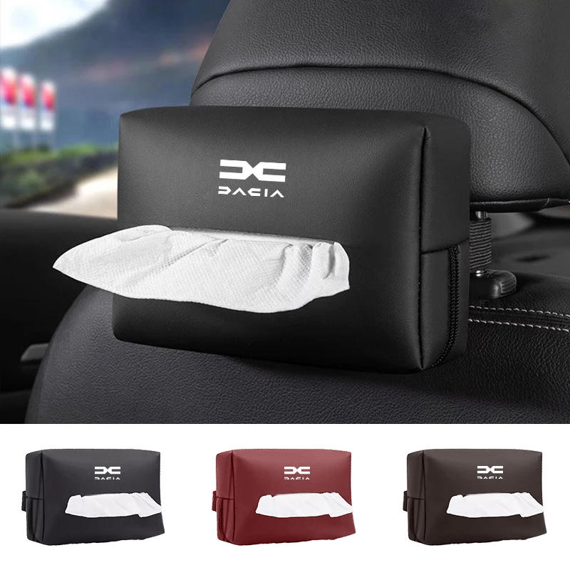 Soporte para caja de pañuelos para respaldo de asiento de coche, caja de papel para reposabrazos, bolsa de almacenamiento de torre para Dacia Logan Mcv 2 Duster Sandero Lodgy Dokker Stepway So