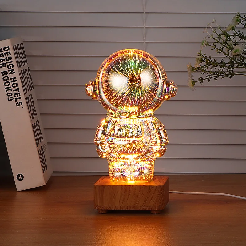 colorful light 3D three-dimensional fireworks astronaut lights red table lamp ambience light bedside table small night lamp gift