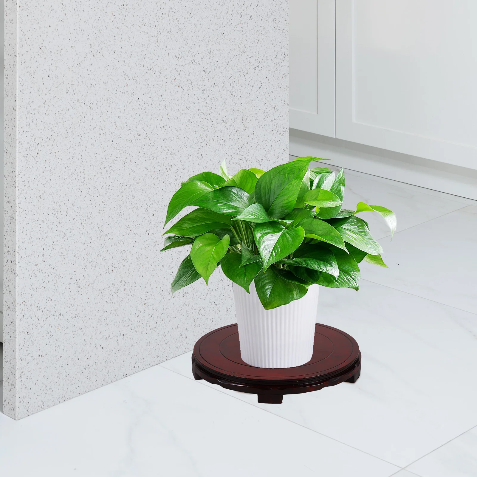 

Oriental Vase Stand Circular Wooden Base Hand-Crafted Antiques Collectibles Display Pedestal Table Decor Asian Wooden Vase Stand