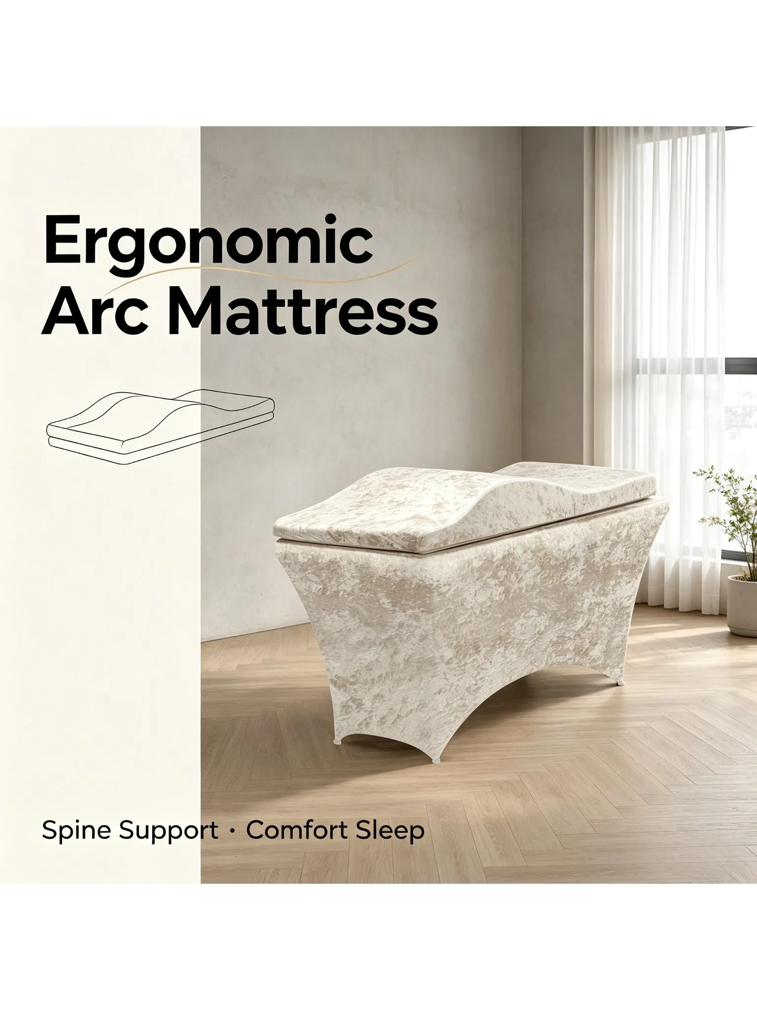Wimpernmatratze und Bettbezug, Wellenförmige Rutschfeste Massage-Schaumstoffmatratze, Ergonomisch Geformtes Wimpernbett für Schönheitssalons