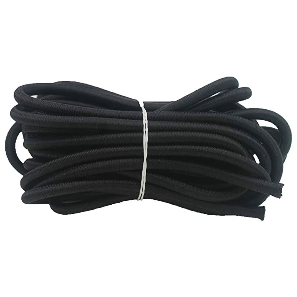 6Meters Strong Elastic Rope Bungee Cord Stretch String Outdoor Project for Tent Kayak Boat Bag Luggage(Black, 6mm)