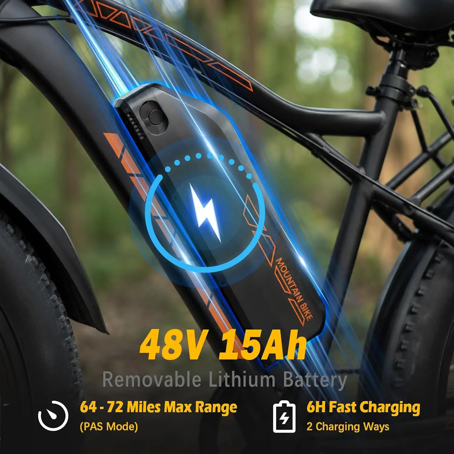 750W Electric Bike 48V 15Ah Battery 26'' Fat Tire Adults Mountain Snow Commuter, Customized