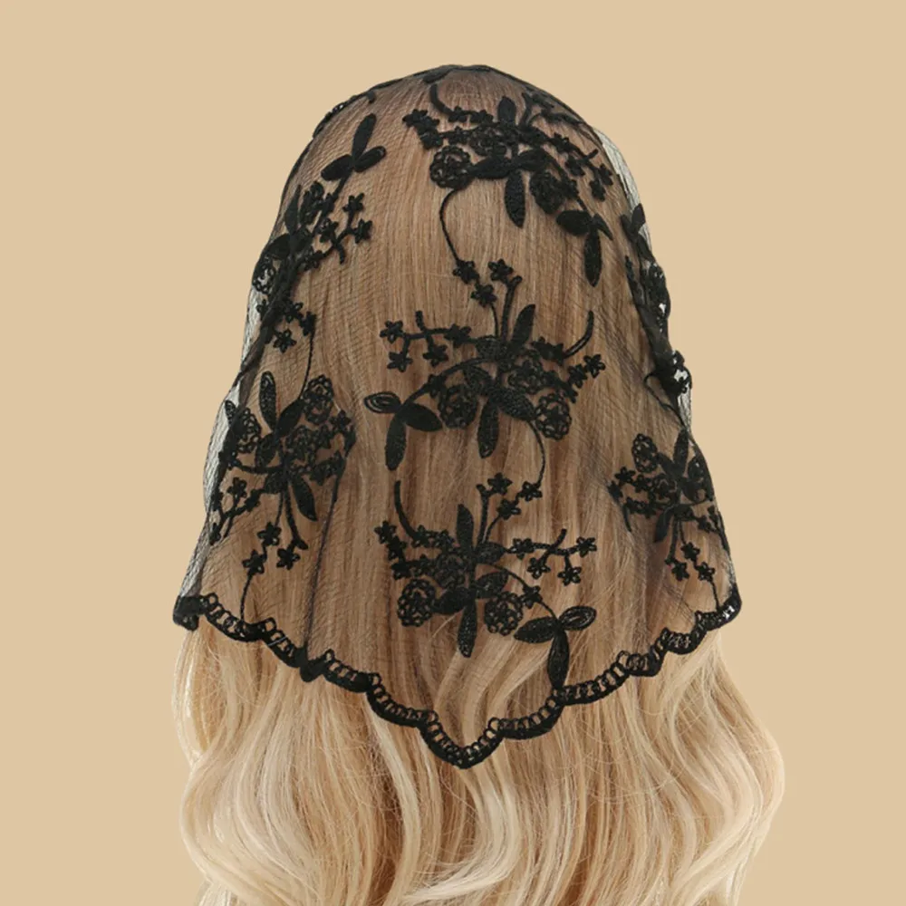 

Multi-functional Head Wrap Bandana DIY Hair Accessories Solid Color Triangular Shawl Floral Embroidered Triangle Headscarf