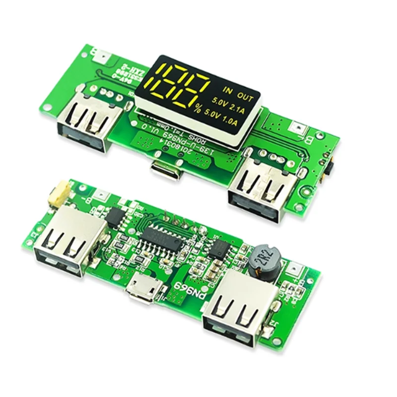 1PCS-5PCS Écran LED double USB 5V 2.4A 18650 Lithium Battery Digital Display Charging Module Three charging ports 5V 2.4A 2A 1A