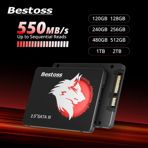 Imagen 1 del producto Unidades de Estado Sólido Bestoss de 2.5 Pulgadas Sata 3.0, 120 GB, 128 GB, 240 GB, 256 GB, 480 GB, 512 GB, 1 TB, 2 TB, SSD para Ordenador de Escritorio o Portátil