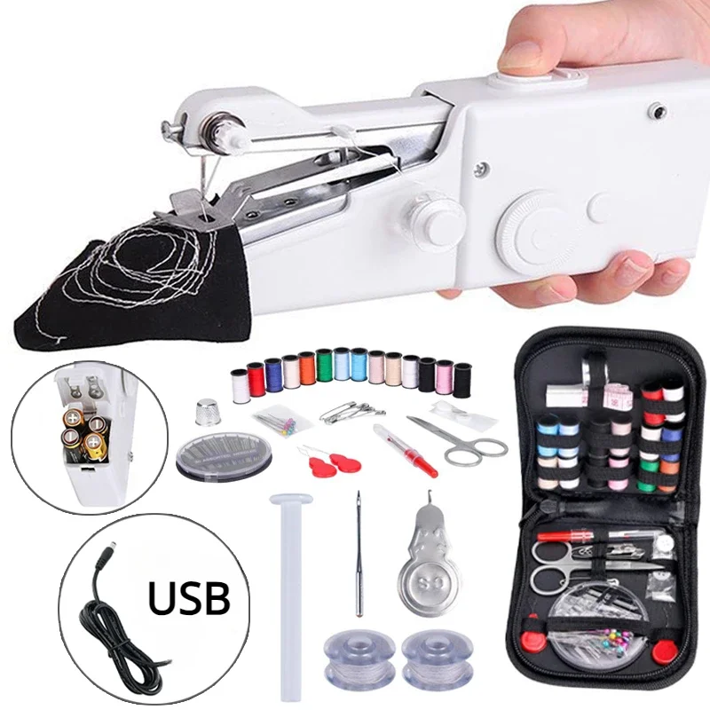 Portable Sewing Machine Manual Handheld Domestic Sewing Machine Presser Foot Rope-free Electric Quick Build DIY Apparel Supplies