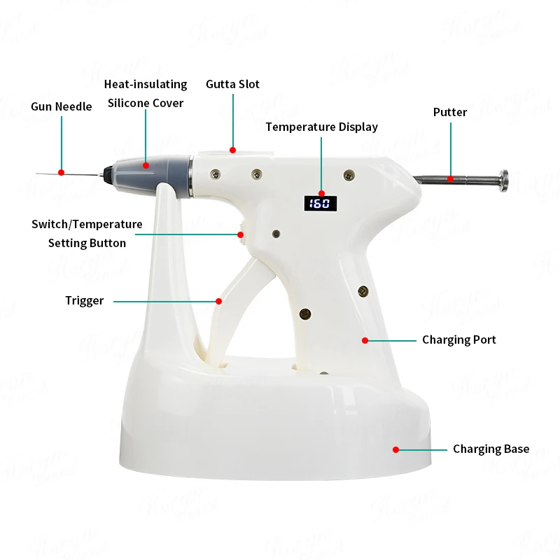 den tal 2 in 1 Hot Melt Filling g un Pen Endodontic Gutta Percha Obturation Endo System/Warm Cordless LCD Display 4PCS Heating T