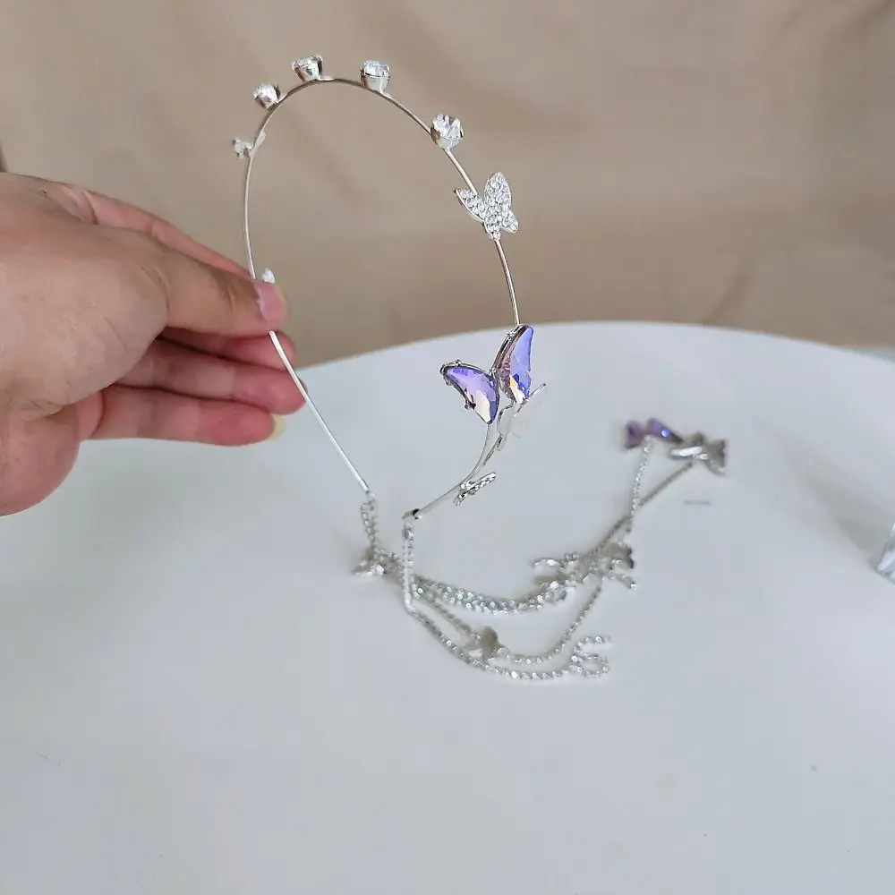 Perlen-Schmetterling-Quasten-Stirnband für Frauen Kristall-Strass Handgefertigter Hochzeits-Kopfschmuck Stirnband Damen-Haaraccessoires Tiara – Detail 4