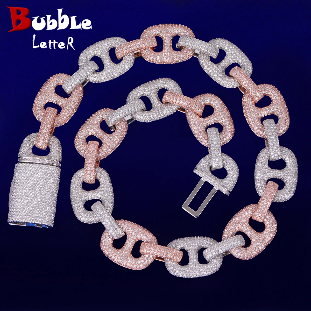 Bubble Letter Iced Out Necklace Choker for Women Prong Setting Number 8 Cuban Link Chain Hip Hop Jewelry