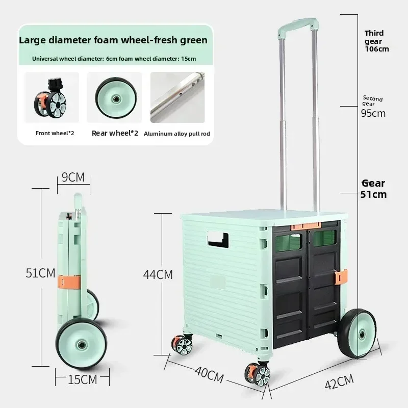 New model Internet Celebrity Grocery Shopping Cart Storage Box Trolley Household Folding Stair Climbing Trolley
