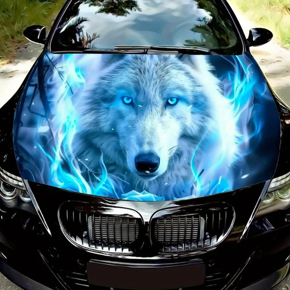 

Cool Blue Flame Wolf Car Hood Film - for Cars & Trucks, High Quality Durable Design, Waterproof & Scratch Resistant, Customizabl