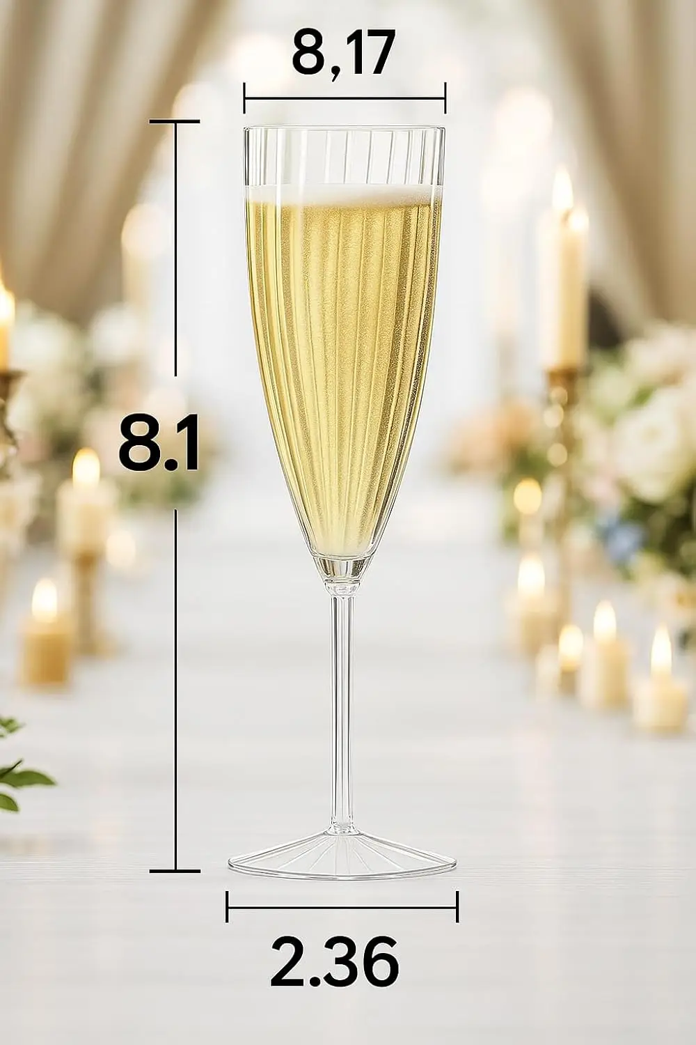 نظارات شمبانيا بلاستيكية شفافة سعة 6 أونصة، 24 عبوة من المزامير للاستعمال مرة واحدة لحفلات الزفاف والحفلات والتحميص #4